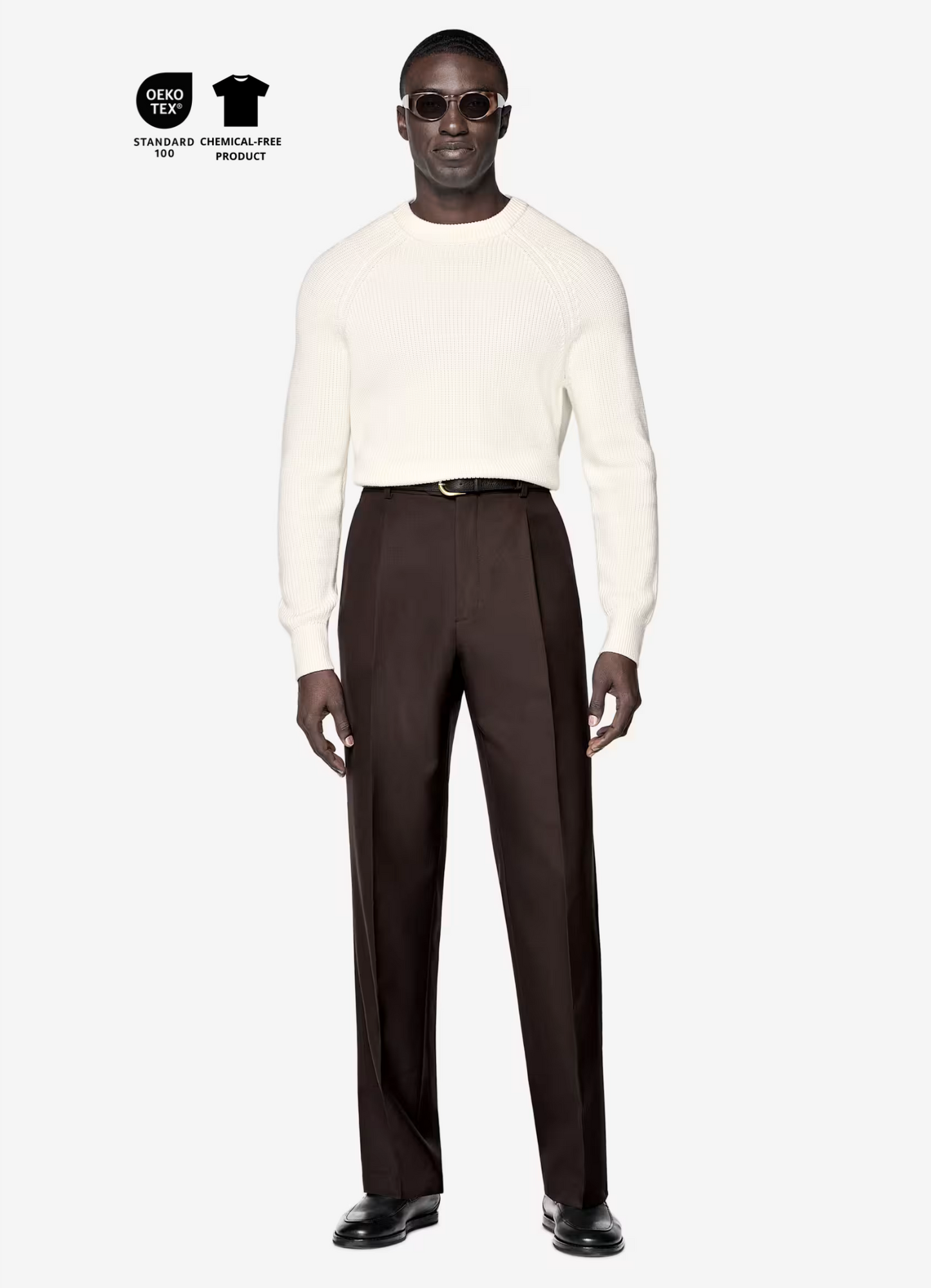 White ribbed crew neck sweater no°12