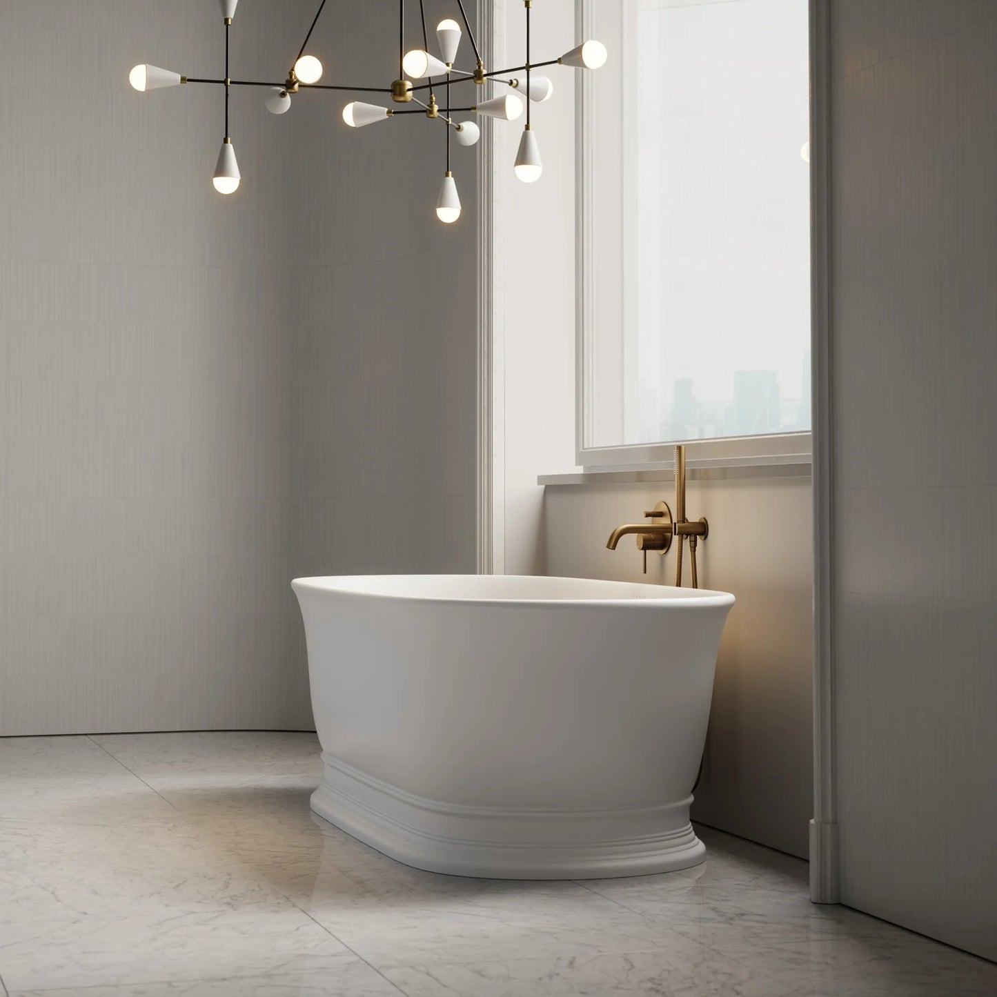 White Freestanding Stone Bath