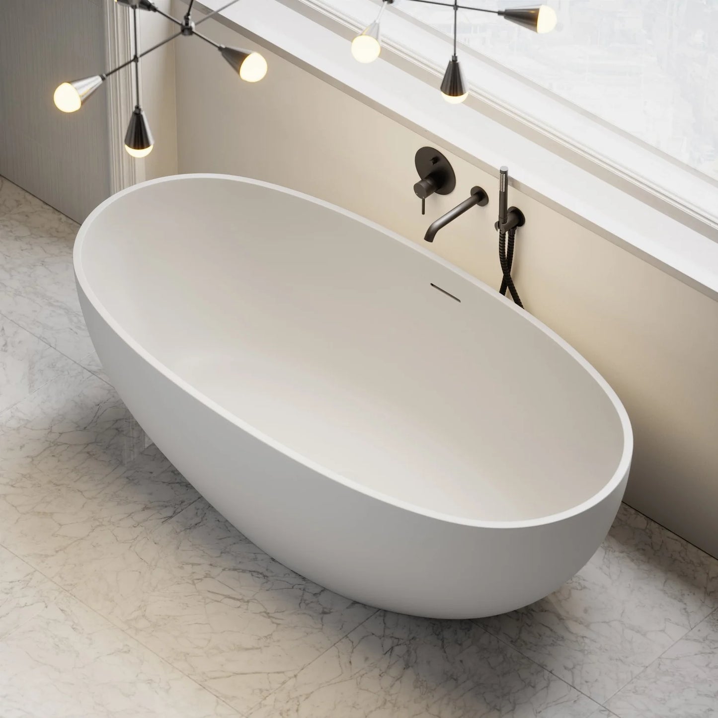 White Freestanding Stone Bath