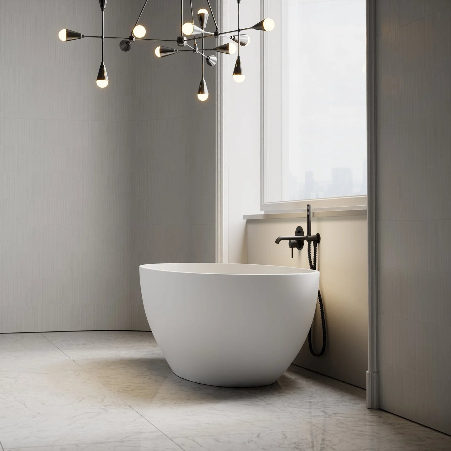 White Freestanding Stone Bath