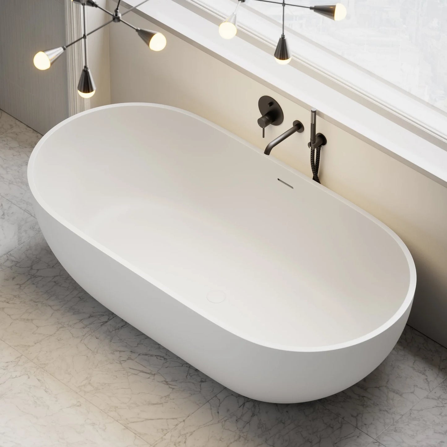 Mona Lisa White Freestanding Stone Bath