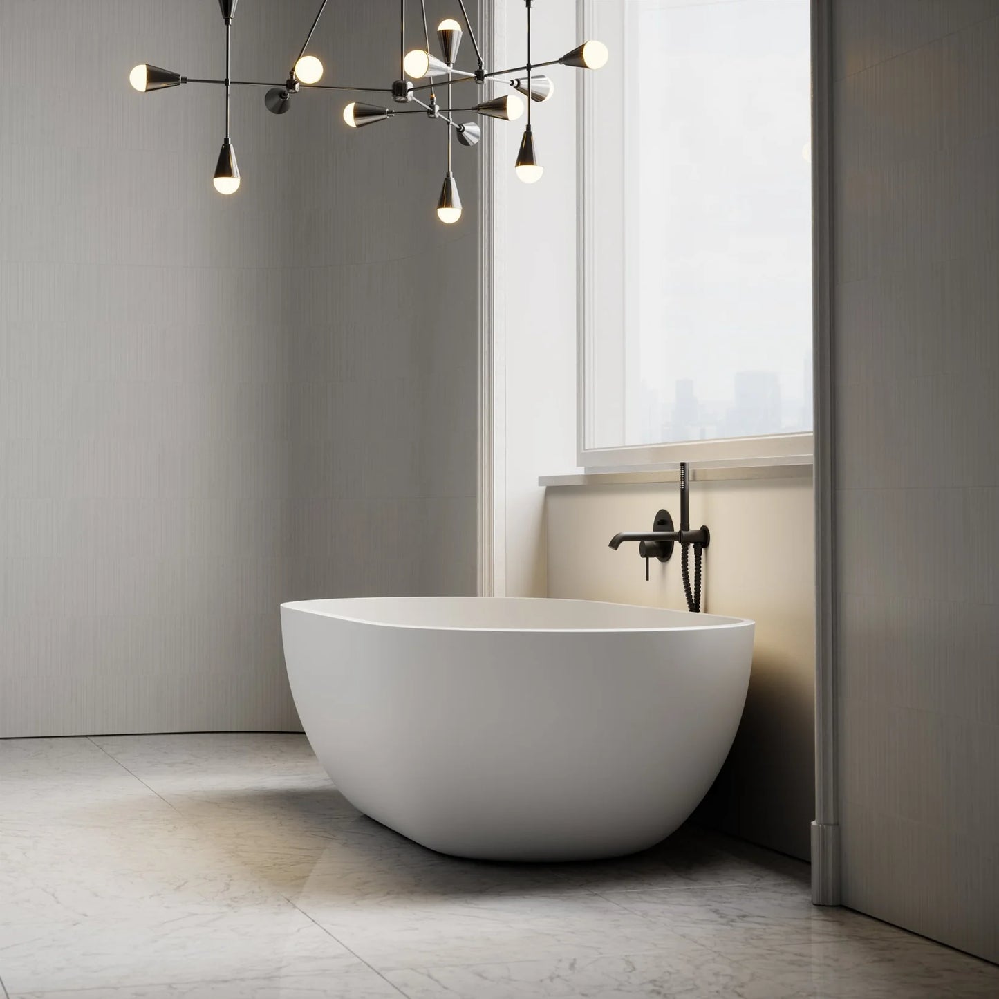 Mona Lisa White Freestanding Stone Bath