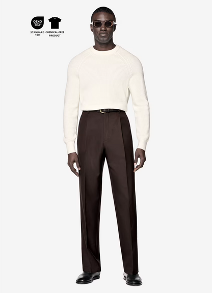 White ribbed crew neck sweater no°12