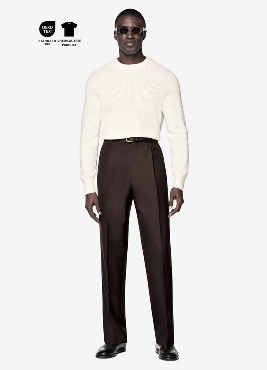 White ribbed crew neck sweater no°12