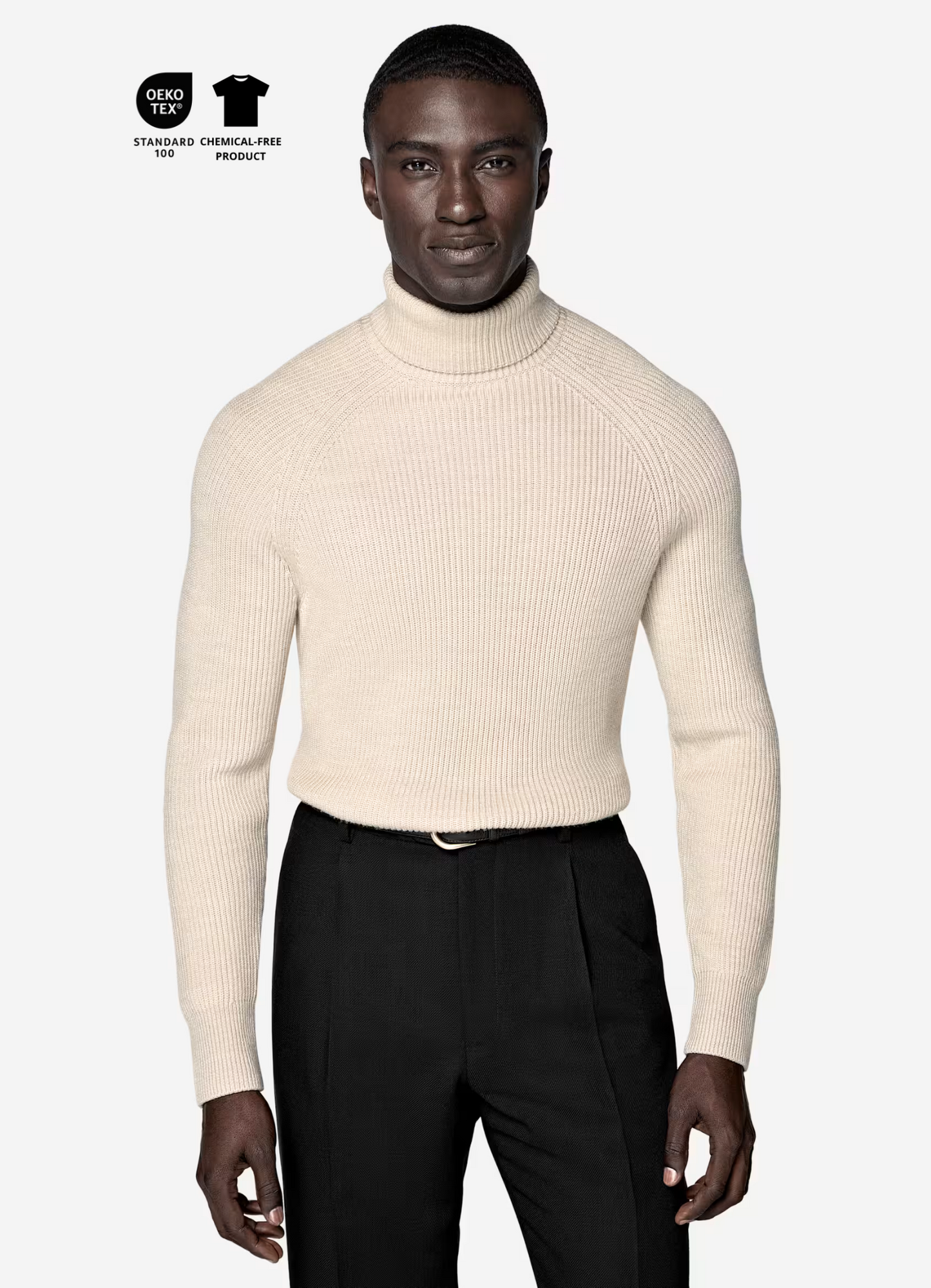 Sand ribbed turtleneck no°16