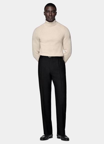 Sand ribbed turtleneck no°16