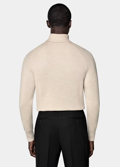 Sand ribbed turtleneck no°16