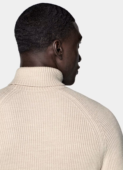 Sand ribbed turtleneck no°16
