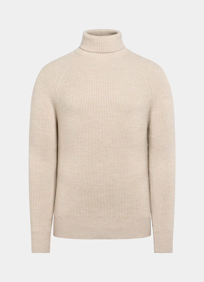 Sand ribbed turtleneck no°16