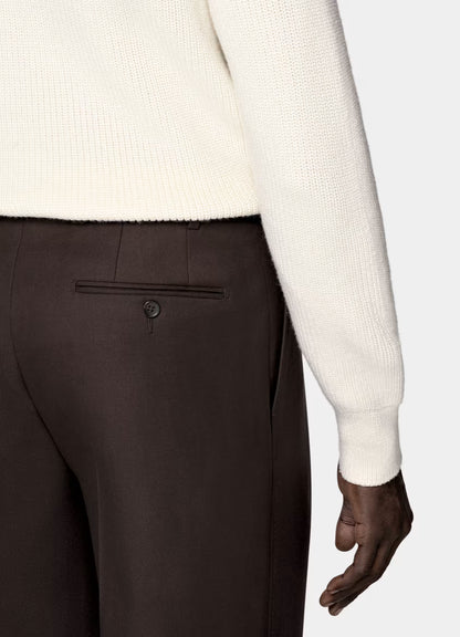 White ribbed crew neck sweater no°12