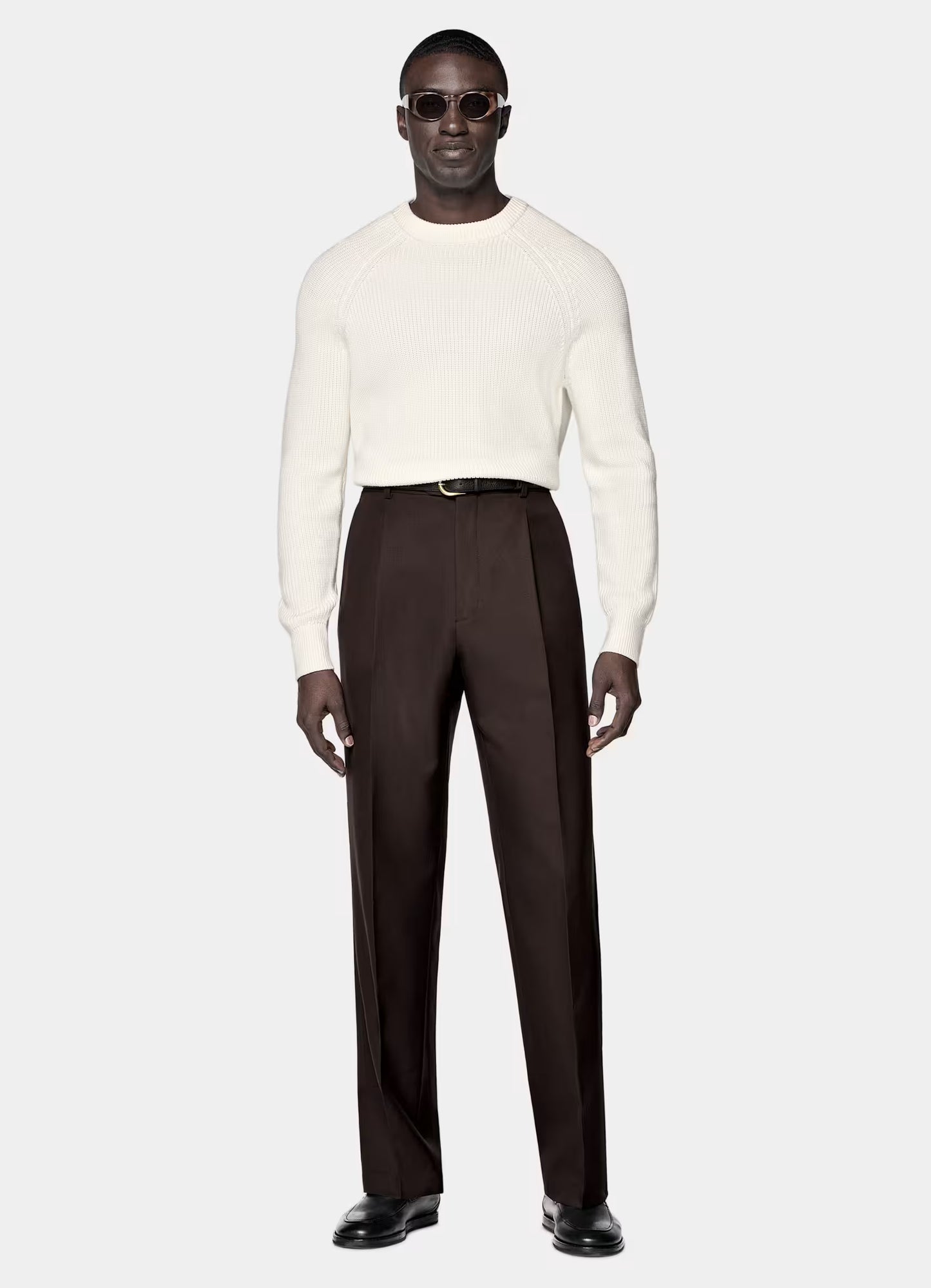 White ribbed crew neck sweater no°12