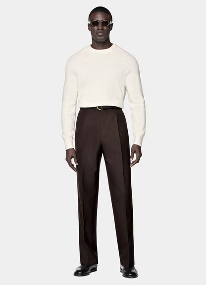 White ribbed crew neck sweater no°12