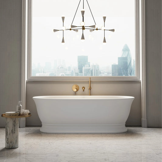 White Freestanding Stone Bath